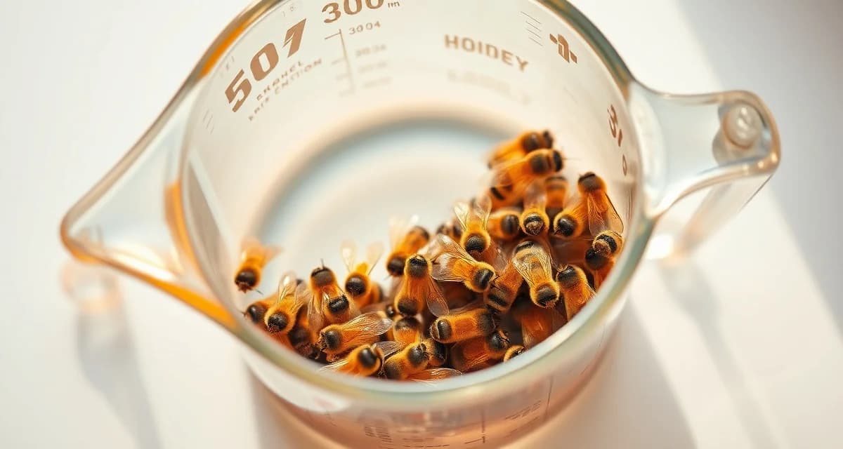 300 bees measured in a half cup for accurate varroa mite wash sampling and statistical counting reliability.