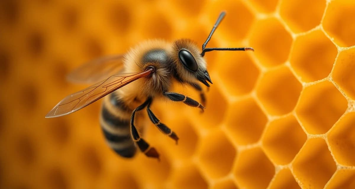 Microscopic view of varroa mite transmitting deformed wing virus to honeybee pupa during feeding, showing direct disease vector relationship