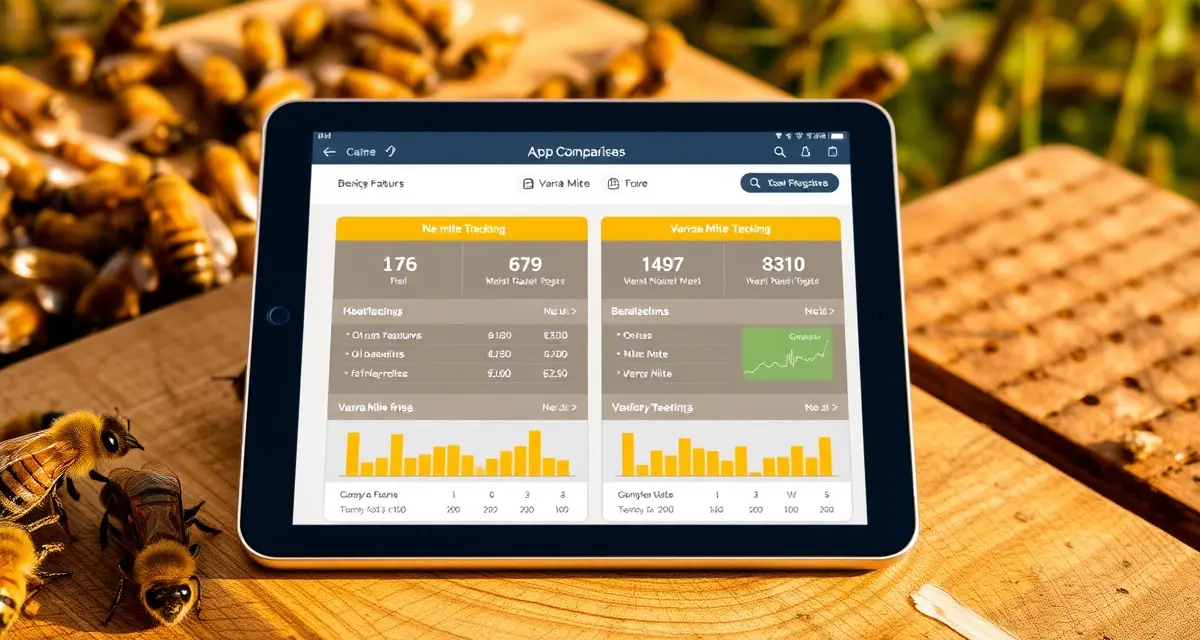 Beekeeping app comparison dashboard showing HiveTracks alternatives for hive management and varroa tracking