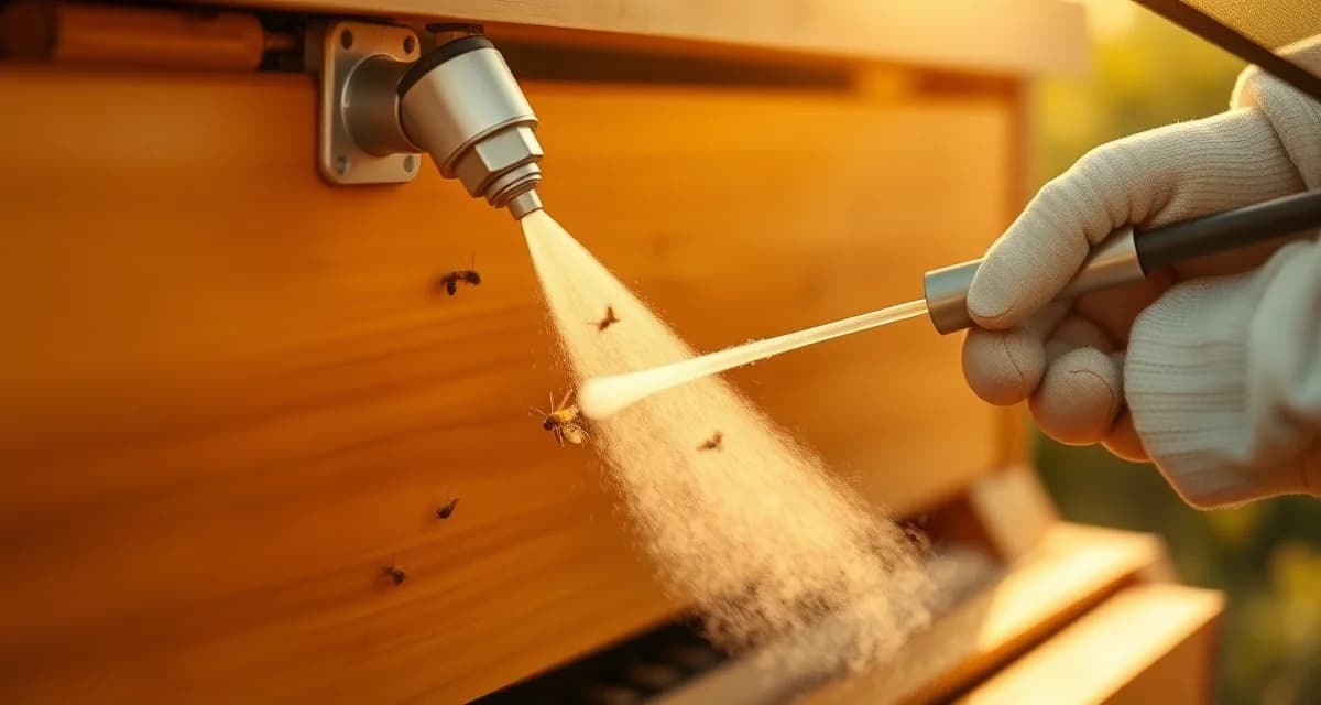 Oxalic acid vaporizer applicator treating a sealed beehive for varroa mite control during broodless winter period