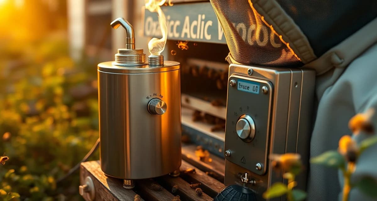 Best oxalic acid vaporizer for beekeeping showing temperature control mechanism and sublimation chamber for varroa mite treatment