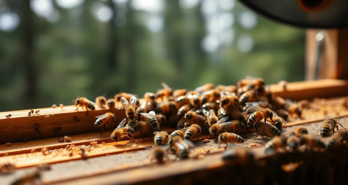 Honeybee frame showing varroa mite infestation requiring Pacific Northwest-specific varroa management strategies