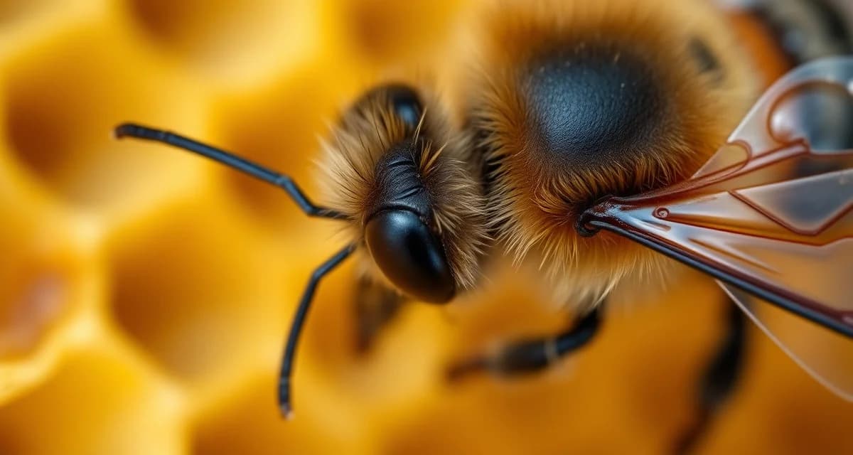 Macro photograph of varroa mite on honeybee showing summer infestation challenges during peak brood season