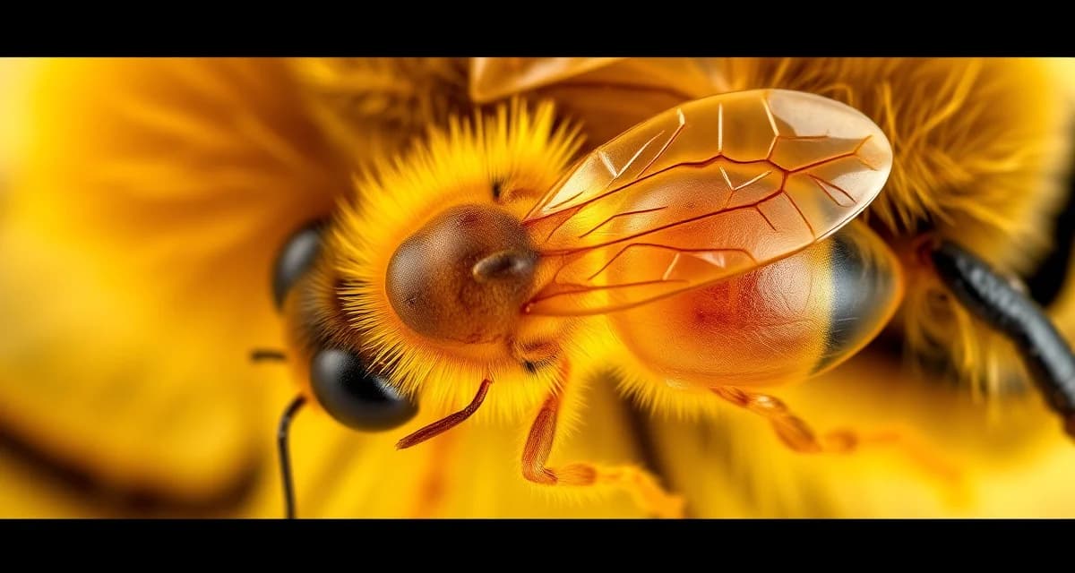 Microscopic view of varroa destructor parasitic mite attached to a honeybee, showing the pest that threatens managed bee colonies.