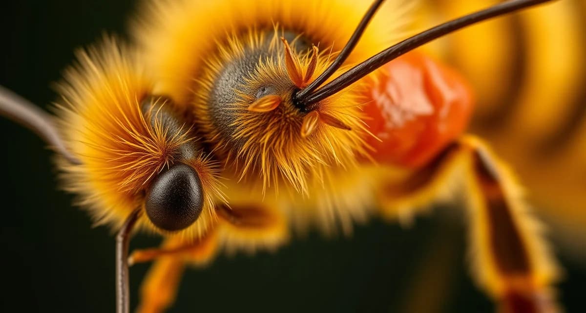 Detailed microscopic image of varroa destructor mite parasitizing a honeybee, showing mite biology and attachment points.