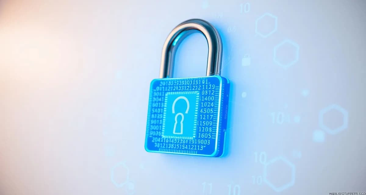 Digital security padlock with encryption symbols representing varroa mite tracking data privacy and protection in beekeeping management software.