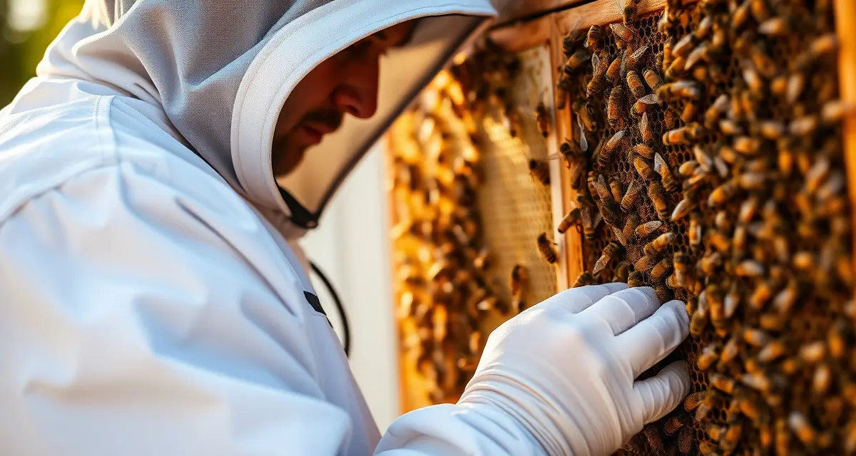 Beekeeper comparing varroa mite infestation levels across package bees, nucleus colonies, and caught swarms during hive inspection.