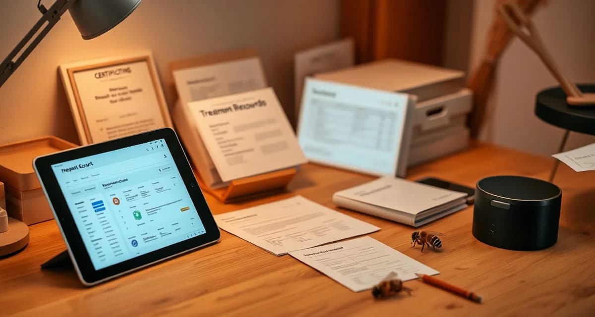 VarroaVault data export interface displaying beekeeping treatment records and varroa mite tracking information for hive management certification
