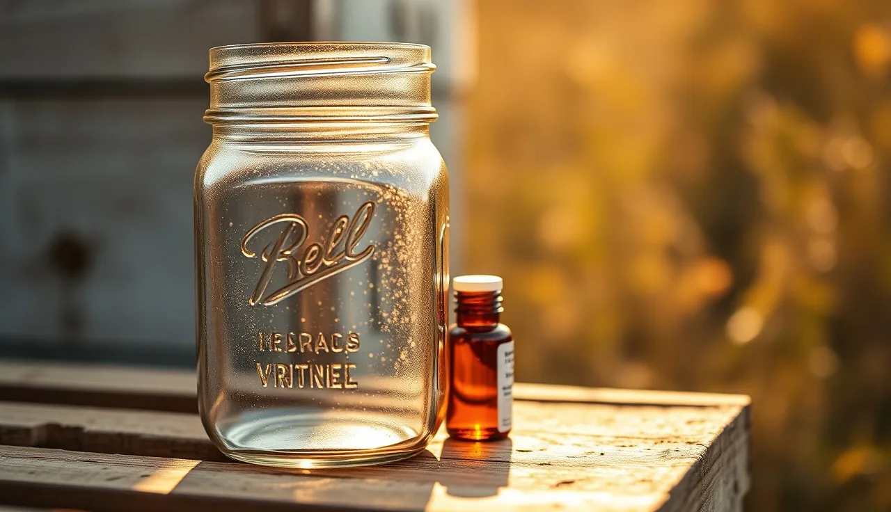 Modified mason jar with screen lid for varroa alcohol wash on a hive top