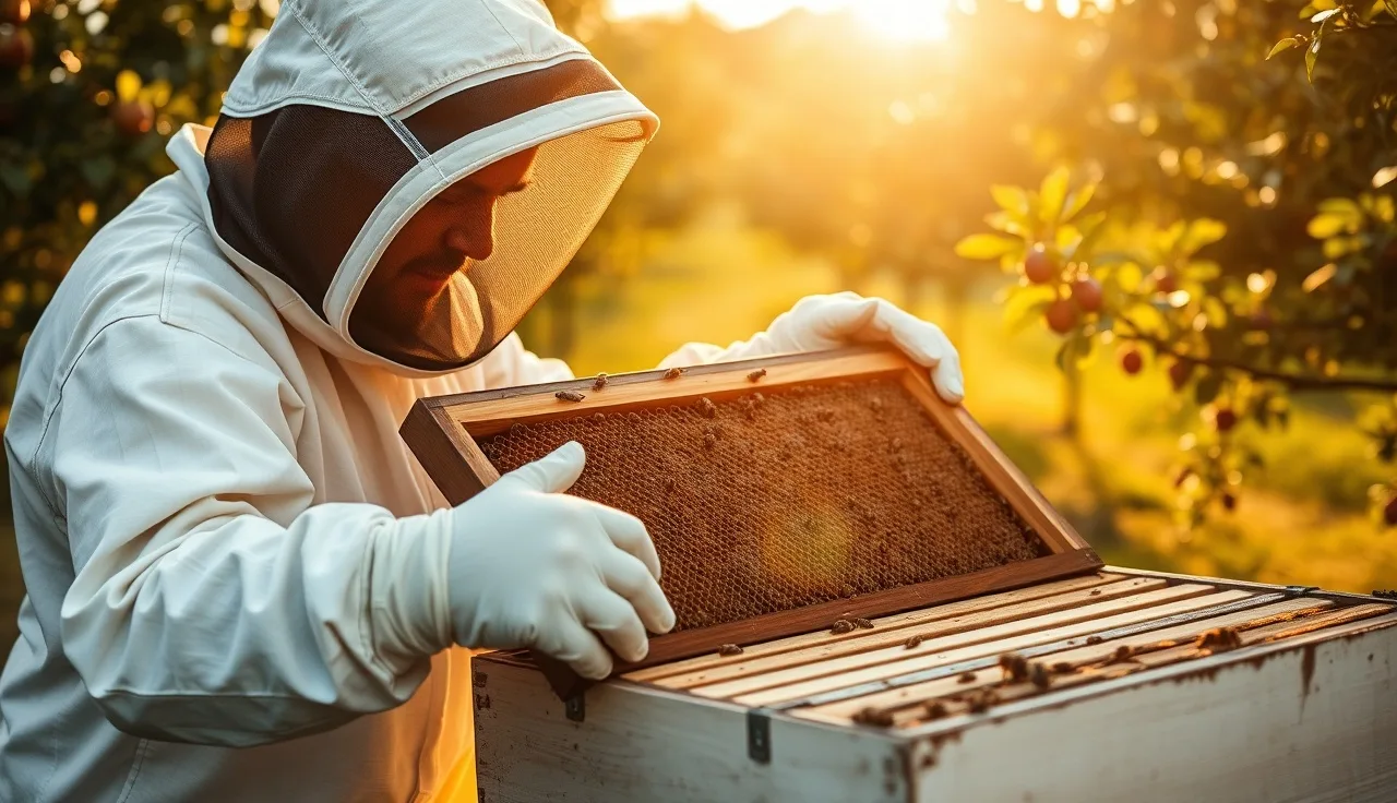 Beekeeper inspecting brood frame for varroa mite treatment failure signs